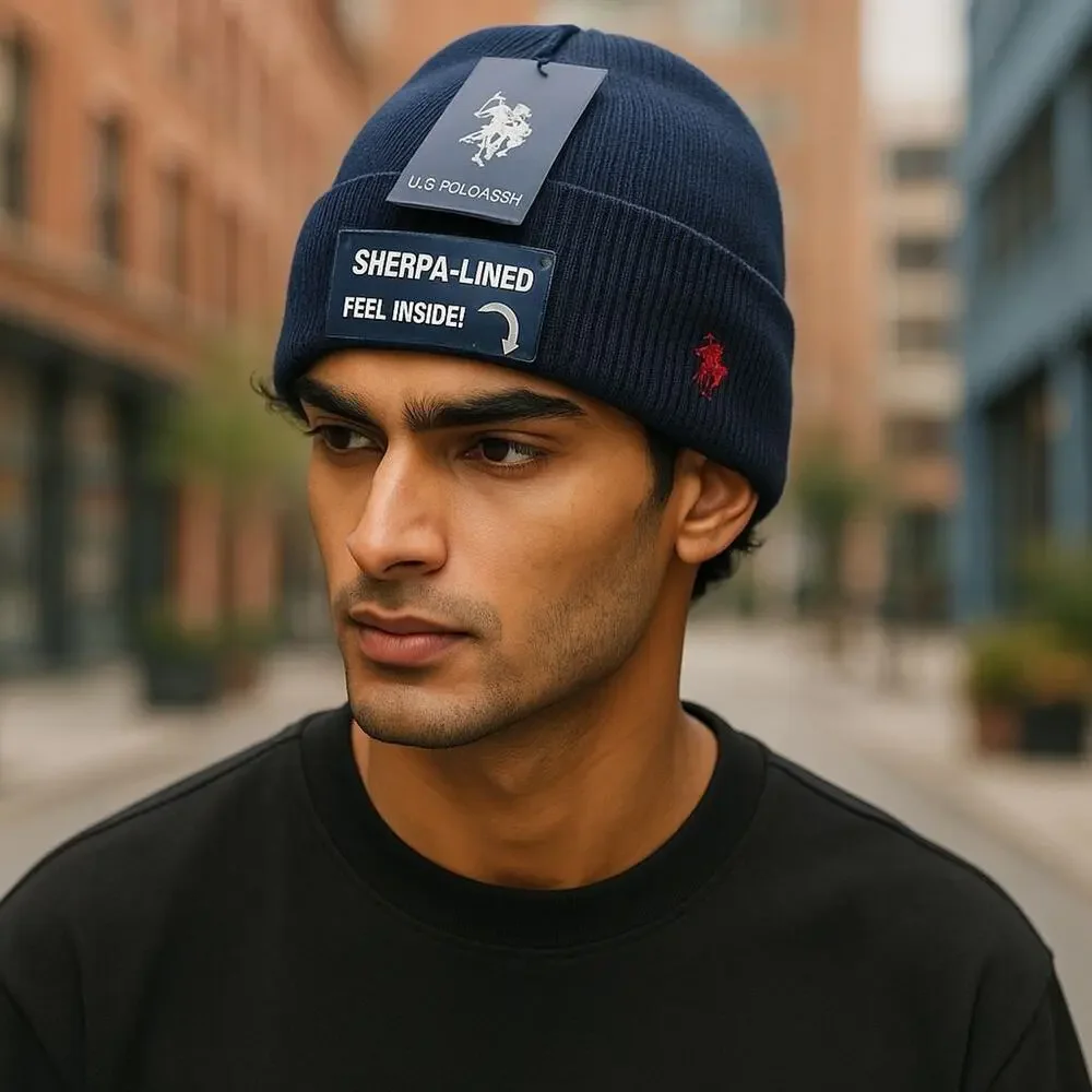 U.S. Polo‎ Assn. Men's Sherpa Lined Beanie Men's / Unisex / Adults Hat One Size